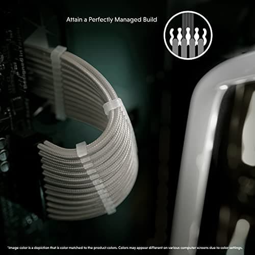 LINKUP - AVA 30cm EPS 8P(4+4) CPU ATX Motherboard PSU Power Supply Braided Sleeved Custom Mod PC Extension Cable w/Combs | Strong & Stiff Design | Single Pack | 300mm - White — view 4