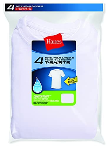 Hanes boys 4 Pack Crew T Shirt, White, Small US — view 2