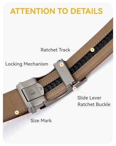 CHAOREN Mens Belt Leather Belts for Men Ratchet Belt, Customizable Fit (35mm) — view 2