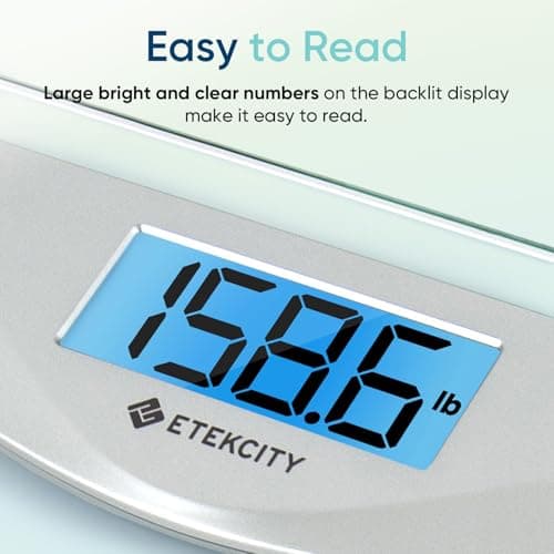 Etekcity Digital Body Weight Bathroom Scale, Large Blue LCD Backlight Display, High Precision Measurements,6mm Tempered Glass, 400 Pounds — view 2