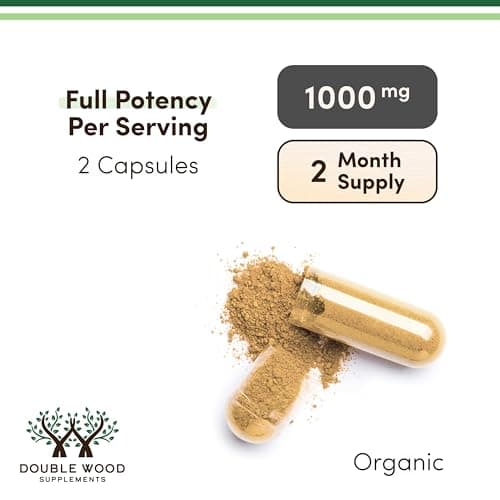 Organic Lions Mane Mushroom Capsules (120 Count), for Focus Support and Immune Health, Third Party Tested and Grown in The USA - by Double Wood — view 2