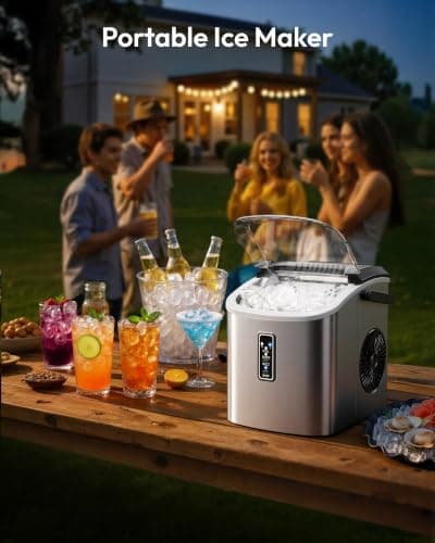 EUHOMY Ice Maker Countertop, 9 Cubes Ready in 6 Mins, 26lbs/24H, Self-Cleaning, Portable Ice Maker Machine with Carry Handle, Basket and Scoop, 2 Sizes of Bullet Ice for Home, Kitchen, Office — view 8