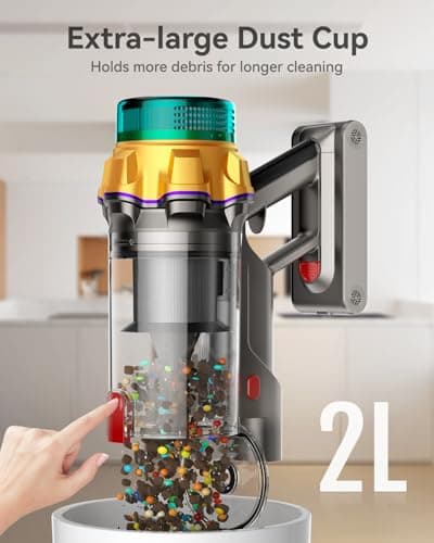 Cordless Vacuum Cleaner, 600W 50KPA Powerful Suction, XL Dust Cup Vacuum Cleaners with 4 Modes, Max 65 Mins,Self-Standing,Anti-Tangle Brush, Lightweight Stick Vacuum for Pet Hair, Hard Floors, Carpet — view 2