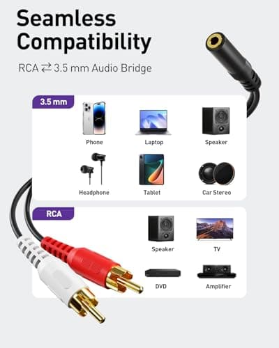 VCE 3.5mm Female to 2 RCA Splitter Male Stereo Audio Y Cable 2-Pack, Gold Plated Adapter Compatible for TV,Smartphones, MP3, Tablets, Speakers,Home Theater (39 inch)
