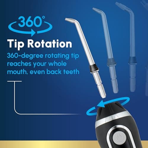 Waterpik Cordless Advanced 2.0 Water Flosser For Teeth, Gums, Braces, Dental Care With Travel Bag and 4 Tips, ADA Accepted, Rechargeable, Portable, and Waterproof, Black WP-582, Packaging May Vary — view 5