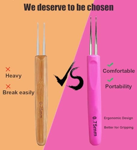 Weabetfu Dreadlocks Crochet Hooks with Ergonomic Handle,Dreadlock Needle Tool for Craft,Dreadlock Crochet Hook for Hair 0.5mm 1 Hook — view 3