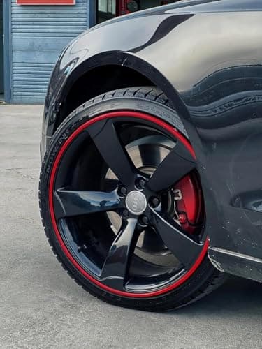 AlloyGator Red Rim Protector for Car Wheels (Fits 12-24" Wheel Diameter) - Pack of 4 Premium Alloy Wheel Protector to Avoid Scratches & Scuffs - Adhesive Free Curb Rash Rim Protectors — view 5