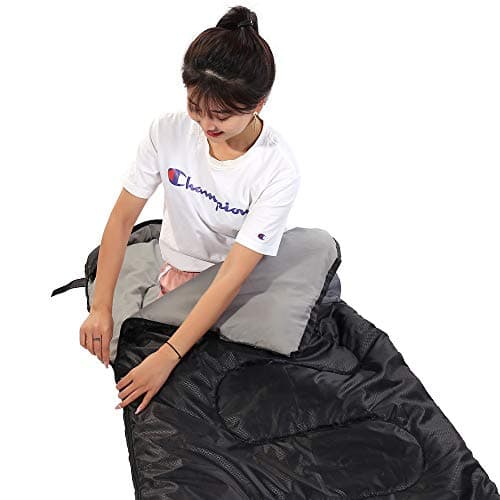 Sleeping Bag 3 Seasons (Summer, Spring, Fall) Warm & Cool Weather - Lightweight,Waterproof Indoor & Outdoor Use for Kids, Teens & Adults for Camping Hiking, Backpacking and Survival (Black Grey) — view 5