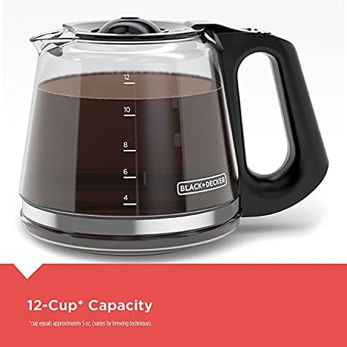 BLACK+DECKER CM1110B Programable 12-Cup Coffee Maker, Easy Pour, Non-Drip Carafe with Removable Filter Basket, Black — view 6