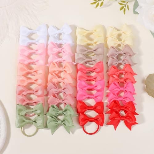 40PCS 2Inch Puppy Dog Hair Bows with Clips & Rubber Bands, Small Pet Grooming Hair Accessories, Cute Puppy Hair Clips for Small Dogs Cats, Mixed Colors — view 5