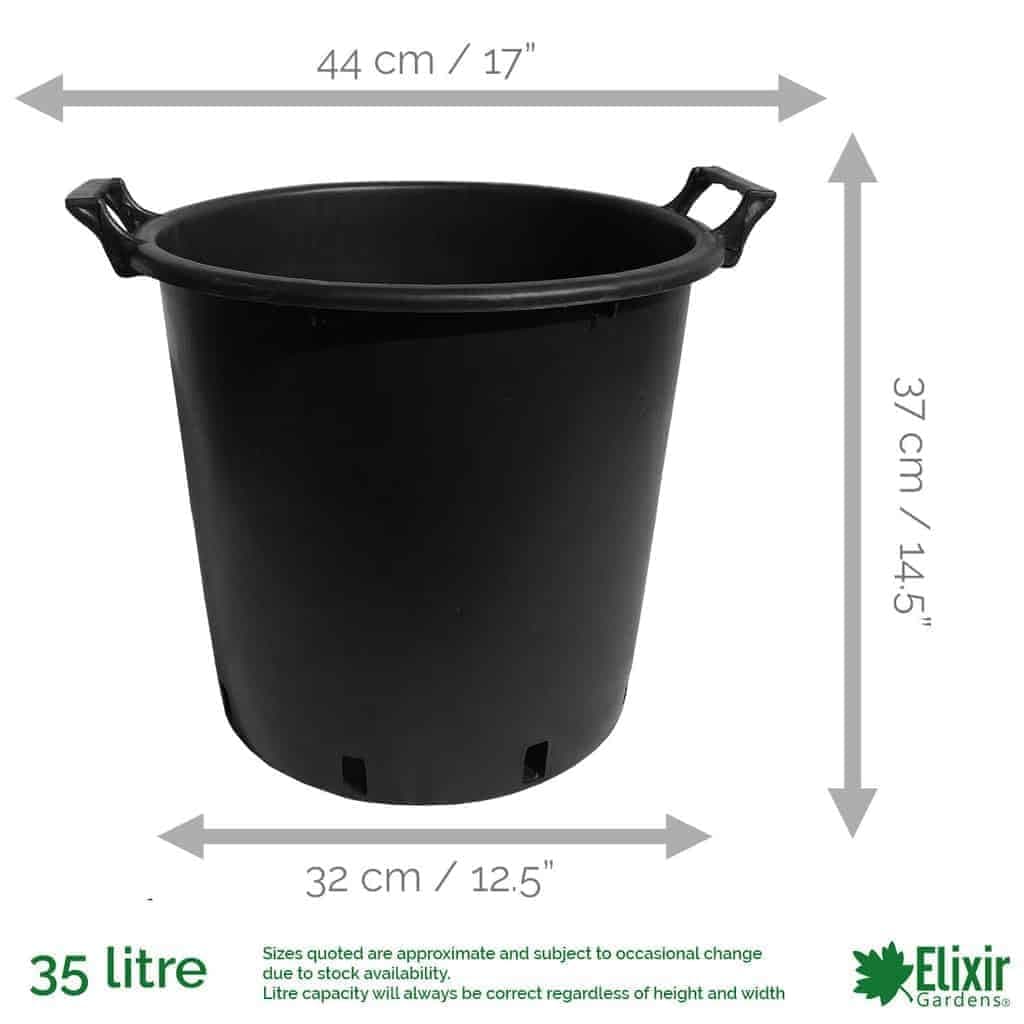 Elixir Gardens Large Strong Outdoor Plastic Plant Pot/Tree & Shrub Pots with Handles | 30, 35, 50, 75, 80, 95, 110 & 130 L Plastic Planter Pots in 1-10 Quantities | 35 Litre x 5 — view 2