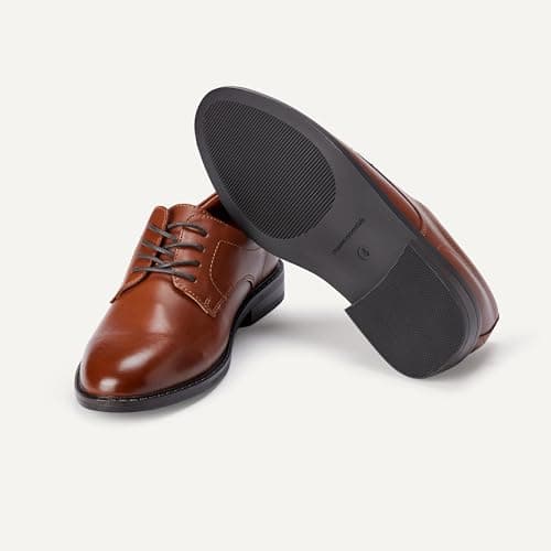Amazon Essentials Boys' Lace-up Derby Dress Shoes, Tan, 3 Little Kid — view 5