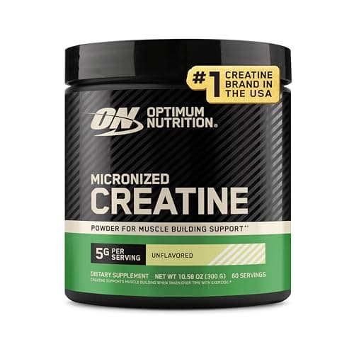 Optimum Nutrition Creatine, Micronized Creatine Monohydrate Powder, Supports Strength & Recovery, Banned Substance Tested, Unflavored, 5g per Serving, 60 Servings