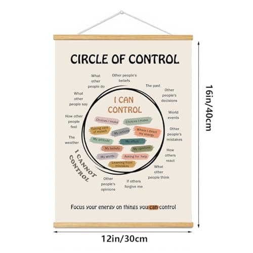 BAEMEFLE Boho Circle of Control Framed Inspirational Canvas Print, Positive Mindset Wall Decor for Therapist Counselor Office Homeschool Calm Down Corner 16x12 Inch (CIRCLE OF CONTROL, 16"L x 12"W, Framed) — view 2