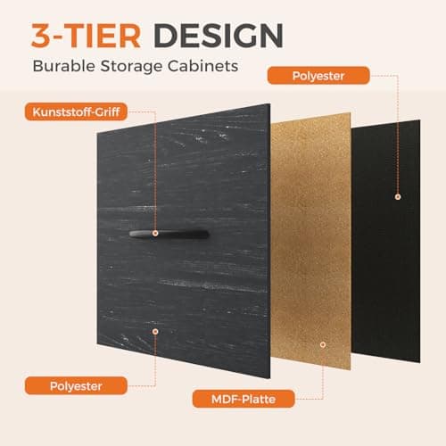 Sweetcrispy 8 Drawer Fabric Dresser for Bedroom, Tall Dresser, Black Wood — view 4