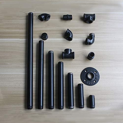 GeilSpace 6 Pack 3/4" Pre-Cut Black Metal Pipe, Industrial Steel Fits Standard Three Quarters Inch Black Threaded Pipes and Fittings - Vintage DIY Industrial Shelving (3/4" × 48", Black) — view 4