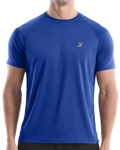 Roadbox Mens Sun Protection Swim Shirt, UPF 50+ Short Sleeve UV Rash Guard, Quick Dry Water T-Shirt for Surf Running Workout