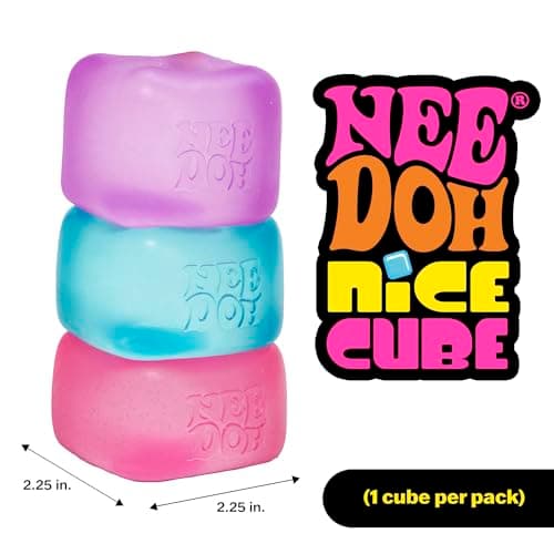 Schylling NeeDoh Nice Cube -Sensory Squeeze Toy with Super Solid Squish - 2.25" Cube - Pink — view 3
