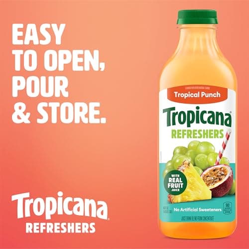 Tropicana Refreshers Tropical Punch Juice Drink, with Real Fruit Juice, 46 fl oz Bottle — view 2