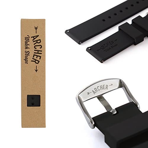 Archer Watch Straps - Soft Silicone Quick Release Watch Bands (Black, 20mm) — view 5