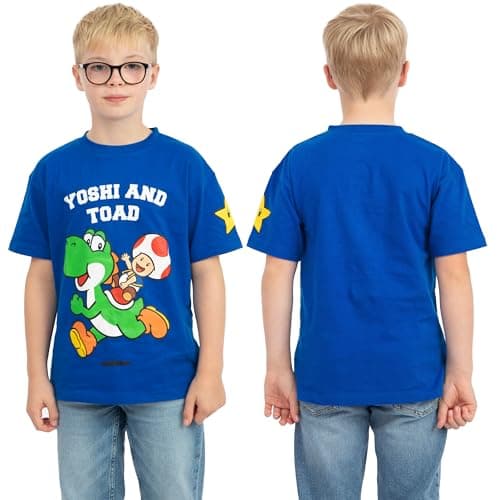 Super Mario Boys T-Shirt 3 Pack, Short Sleeve Mario, Luigi and Yoshi Summer Tops, Cotton Clothes for Boys 6 — view 4