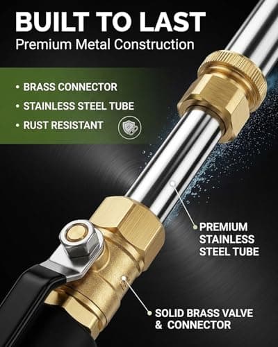 Jet Nozzle Power Washer for Garden Hose High Pressure Washer Wand with 3 Interchangeable Spray Tips Metal Hose Nozzle Cleaner for Car Patio Driveway Deck Outdoor Cleaning(Black) — view 5