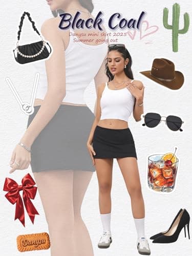 Danysu Mini Skirts for Women Sexy Skirt with Shorts Underneath Slit Summer Sports Vacation Going Out Outfits Stretch Skort Black Medium — view 6