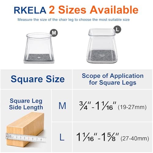 Chair Leg Floor Protectors, 24 Pack Square Furniture Pads for Hardwood Floors, Silicone Chair Leg Caps with Felt Pads, Anti-Scratch Reduce Noise, Fit (1-1/16" to 1-5/8")