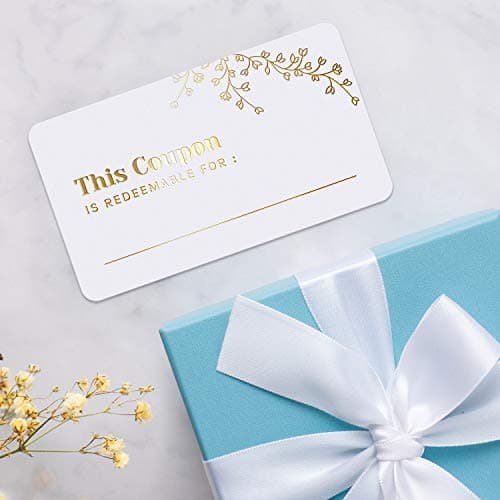 50 Blank Coupon Cards - for Him, Her, Husband, Wife, Mom, Dad, Mother’s Day Gift Certificates Vouchers Loyalty Cards Employee Appreciation Gifts - Great for Spas, Restaurants, Hair Salons (3.5”x2”) — view 4