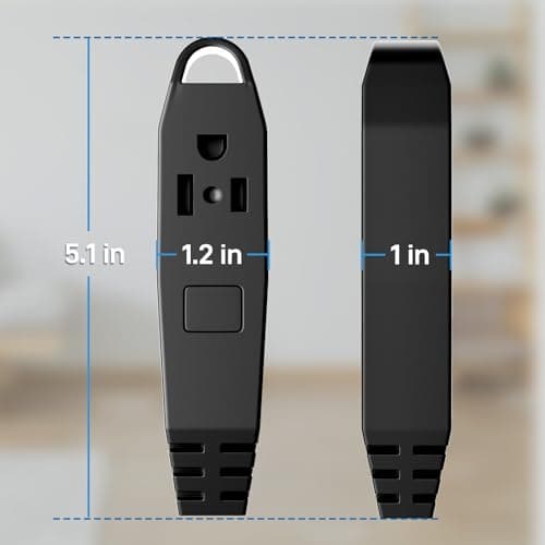 50-Feet 3 Outlet Extension Cord, Kasonic UL Listed, 16/3 SJTW 3-Wire Grounded, 13 Amp 125 V 1625 Watts, Multi-Outlet Indoor/Outdoor Use, Black — view 6