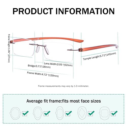 Eyekepper Readers Small Lenes Rimless Reading Glasses Blue Arm +0.5 — view 2