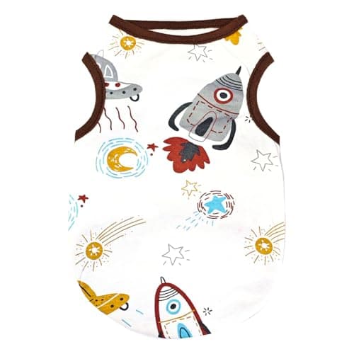 PETCARE Cartoon Dog Shirts for Small Dogs Cute Dog Clothes Brown Spaceship Tshirt Soft Cotton Puppy Pajamas Breathable Sleeveless Pet Tank Top Spring Summer Dogs Clothes for Chihuahua Yorkie Shih Tzu — view 8