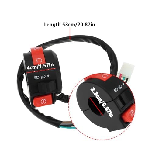 OTOTEC ATV Handlebar Switch 7-Wire Female Plug Start Stop Light Choke Compatible with Taotao Compatible with Roketa 50-125cc Models 53cm — view 3