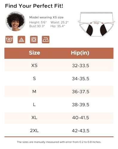 INNERSY Women's Cotton Period Underwear Heavy Flow Leakproof Panties Menstrual Hipster 3-Pack(Contrasted Black,Large) — view 5