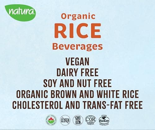 NATURA Organic Rice Milk - Original - Gluten Free - Lactose Free - Vegan - Shelf Stable - Plant Based Beverage - Non-GMO - Made in Canada | 946ml — view 3