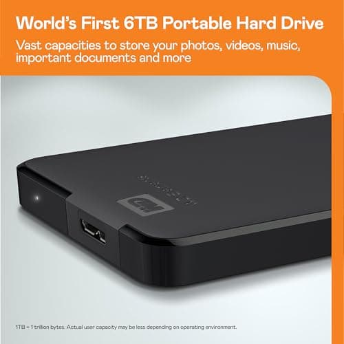 Western Digital 5TB Elements Portable External Hard Drive, USB 3.0 - Western DigitalBU6Y0050BBK-WESN,Black — view 6