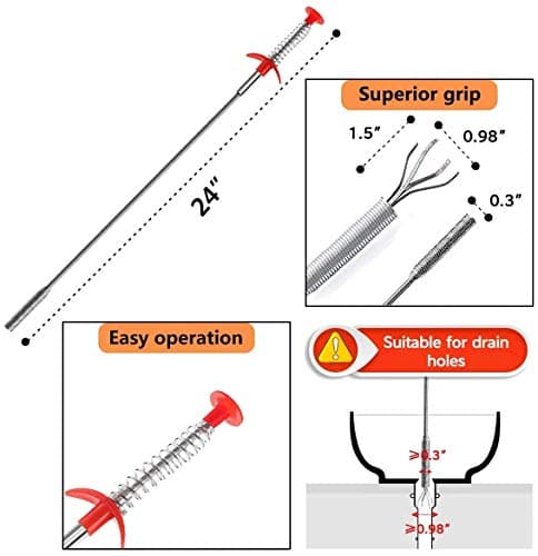 5 in 1 Sink Snake Drain Auger Hair Catcher, Drain Clog Remover Cleaning Tools, Hair Remover, Drain Snake Cleaner, Plumbing Snake for Kitchen, Sewer, Toilet and Showers — view 4