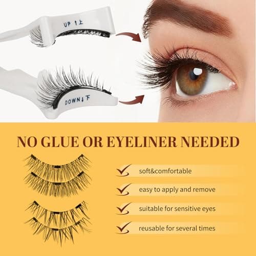 QUEWEL Magnetic Eyelashes Natural Look, 2 Pairs Without Eyeliner, Reusable Kit With Applicator, Half Lashes Easy to Use (Mag-Style A) — view 6