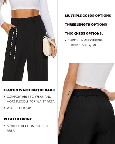 FUNYYZO Women's Wide Leg Pants High Elastic Waisted in The Back Business Work Trousers Long Straight Suit Pants — view 2