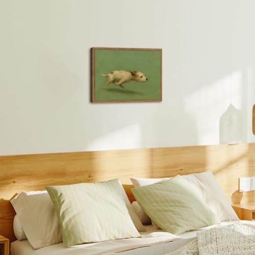 Funny Dog with Zoomies Wall Art Cute Terrier Dog Running Wall Decor Picture Vintage Animal Poster Canvas Painting Print Cute Pet Artwork for Living Room Bedroom 12x16 inch Wood Framed — view 4
