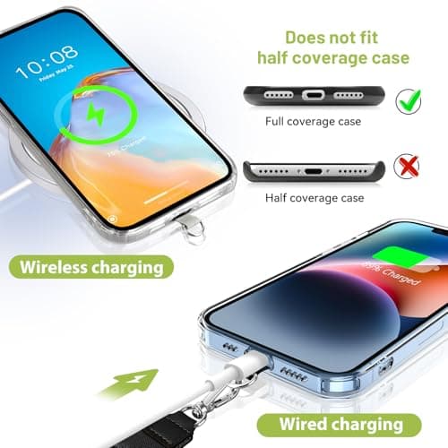 takyu Phone Lanyard, 2 Pack Crossbody Anti-Drop Neck and Wrist Strap with 2 Pcs Tether Patches, Secure Hands-Free Compatible for iPhone Samsung Perfect for Nurses, Teachers, Travel, Hiking Black+Gray — view 2