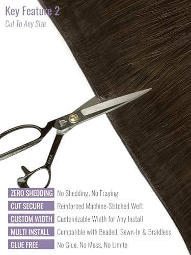 Fshine Genius Weft Extensions Human Hair 24 Inch Medium Brown Wefts Human Hair Extensions 60 Grams Sew in Human Hair Weft Real Hair Extensions One Piece — view 2