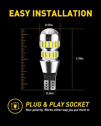 AUXITO 912 921 LED Bulbs for Backup Light Reverse Lights, 42-SMD 400% Brighter, 6000K White, Non-polarity 906 W16W T15 921 LED Bulb Direct Back Up Parking Light Replacement Lamp, Pack of 2 — view 4