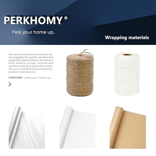 PerkHomy Brown Kraft Paper Roll 17.5" x 1,200" (100') for Gift Wrapping Bulletin Board Craft Art Bouquet Flower Packing Valentines Easel Moving Shipping Floor Poster Covering Table 70GSM 50LB — view 2