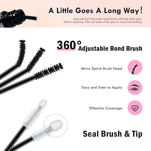 Lash Bond and Seal Waterproof, Cluster Lash Glue Bond and Seal Lash Glue, Strong Hold 72h for Eyelash Clusters, Latex Free Sensitive Eyes Available 10ML (Pack of 2) — view 2
