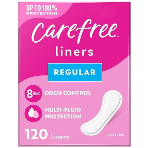 Carefree Acti-Fresh Panty Liners, Soft and Flexible Feminine Care Protection, Regular, 120 Count