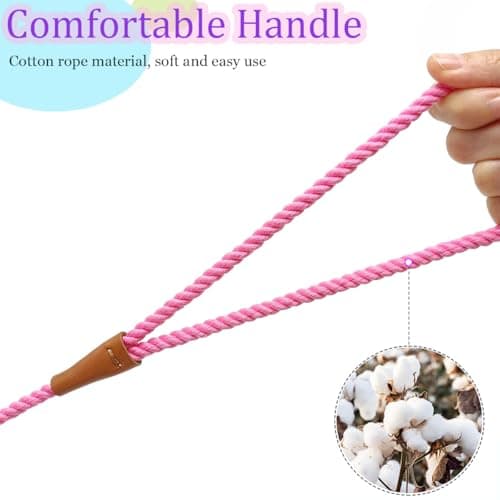 YUCFOREN 6ft Cotton Slip Lead Dog Leash for Small Dogs, Super Soft Puppy Training Leash, 1/4" Lightweight Braided Pet Leashes for S, Xs Breeds Pink — view 2