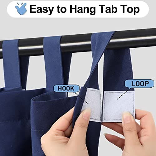 OutdoorLines Waterproof Outdoor Curtains for Patio - Windproof Tab Top Gazebo Curtain Panels - Privacy Sun Blocking Outside Curtain Set for Porch, Pergola and Cabana 54 x 96 inch, Navy Blue, 2 Panels — view 3