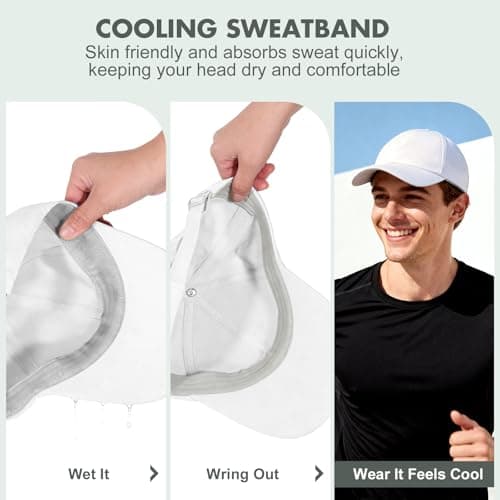 Sukeen Mens Baseball Cap - Adjustable Breathable Moisture-Wicking Hat for Golf Hiking Fishing Running Outdoor Daily-White — view 4