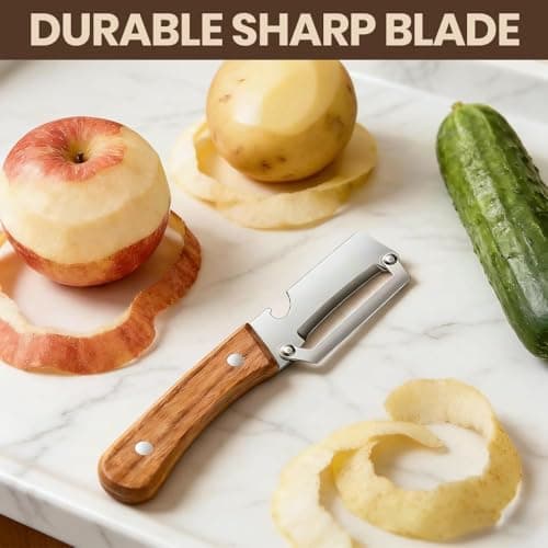 2 in 1 Premium Vegetable Peeler with Handle and Bottle Opener Stainless Steel Blade Kitchen Tool for Fruit Apple Potato Pumpkin Papaya Zucchini (1 PCS) — view 3